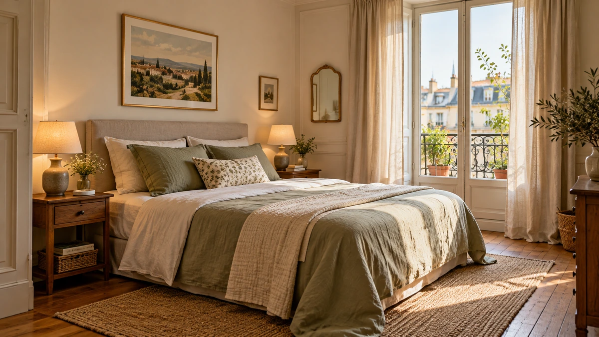 Chambre compacte avec lit et passages dégagés