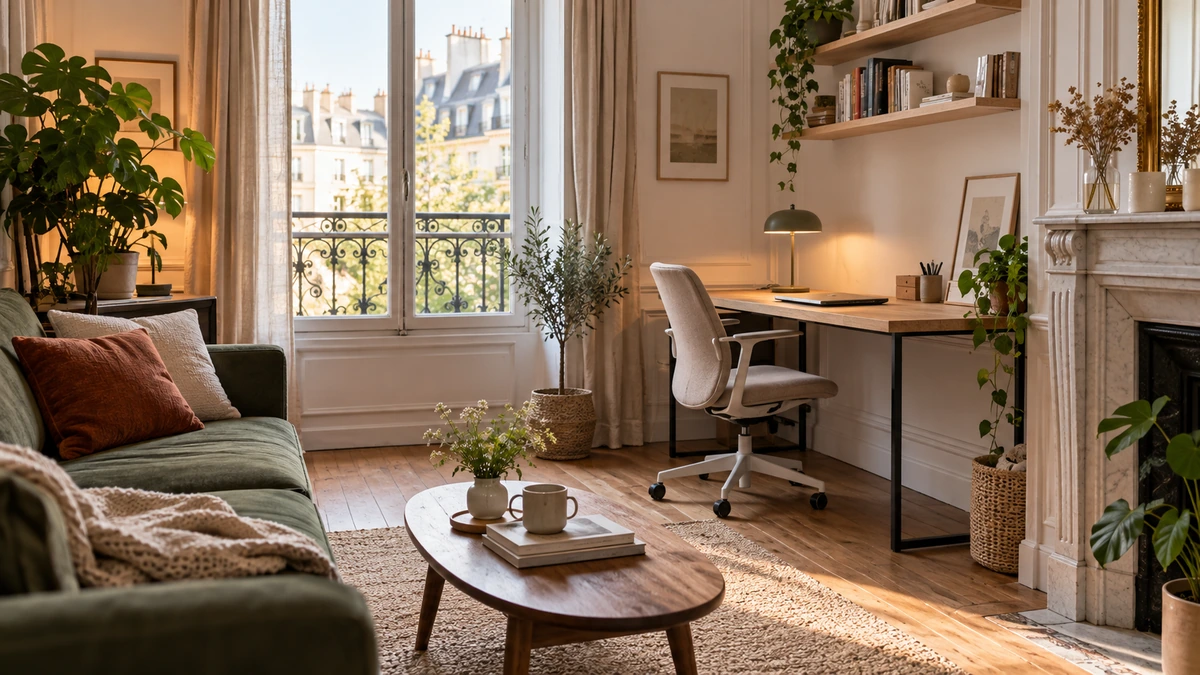 Bureau à domicile près d’une fenêtre