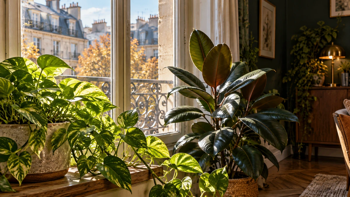 Plantes d’intérieur placées près d’une fenêtre lumineuse