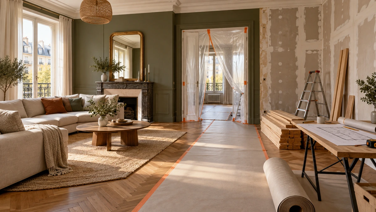 Maison habitée avec une zone de rénovation séparée du séjour